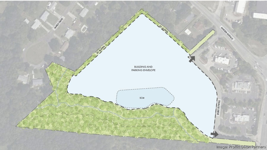 A map of a site off Highway 70 between Durham and Raleigh is being eyed for a townhome development.