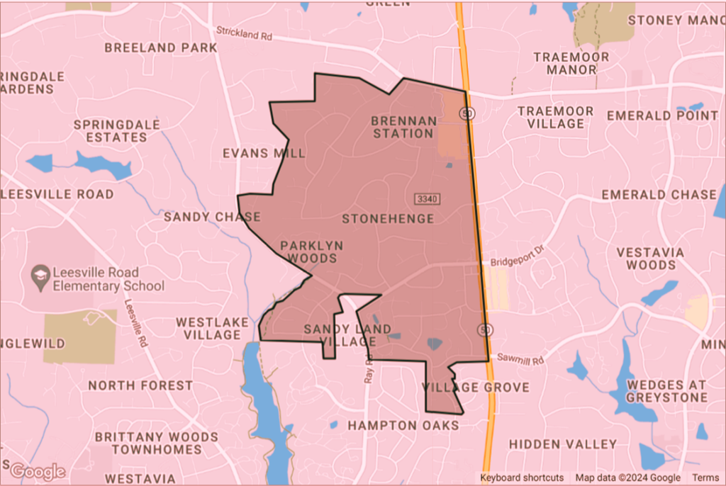 Stonehenge neighborhood in Raleigh map