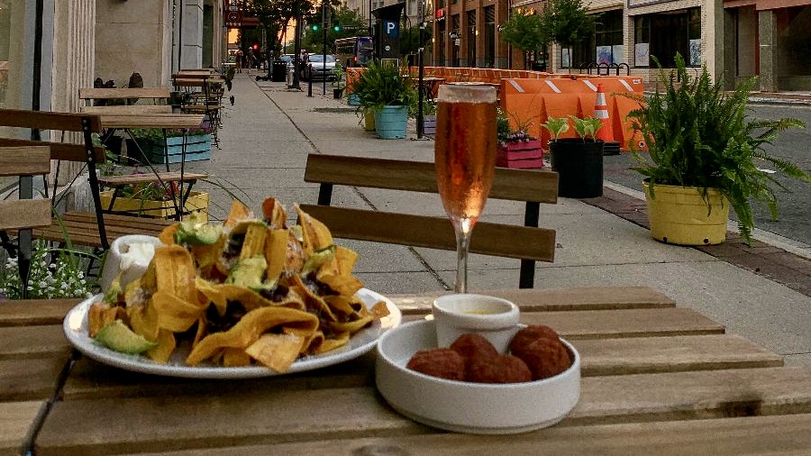 Dining outside at Copas