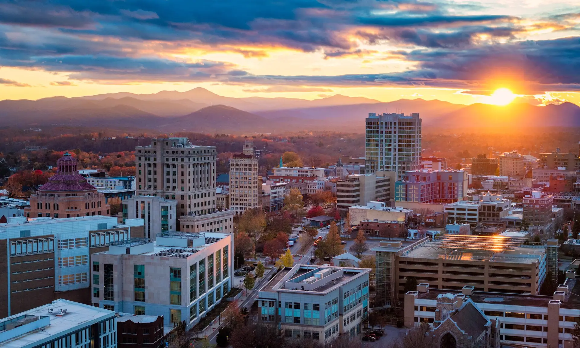 sunny day in downtown asheville nc